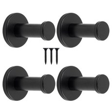 철물파크 벽옷걸이 스테인레스 스틸 기둥걸이 4개입 + 설치피스 세트, 블랙, 1세트