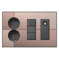 Gallery 整合式插座 2孔 + RJ45 2孔 + CATV 2路單元 棕金色, 1個