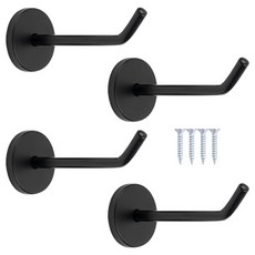 HARDWARE PARK 不鏽鋼凸出掛鉤 中 100mm 4入 + 安裝螺絲組, 1套, 黑色