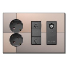TILINS Gallery 整合式資訊插座 2孔 + RJ45 2孔 + CATV 2路 米金色, 1個