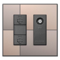 TILINS Gallery 通訊 RJ45 2孔 + CATV 2路模組 米金色, 1個
