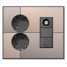 TILINS Gallery 整合式插座 2孔 + CATV 2埠 + RJ45 1埠 米金色, 1個