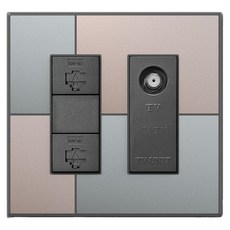 TILINS 通訊 RJ45 2孔 + CATV 2路模組 綠米色, 1個