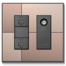 TILINS Gallery 通訊 RJ45 2孔 + CATV 模組 2路 棕金色, 1個