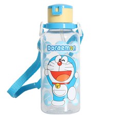 aizoum 兒童用哆啦A夢Tritan附肩背帶吸管水壺, 380ml, 1個, 混合顏色