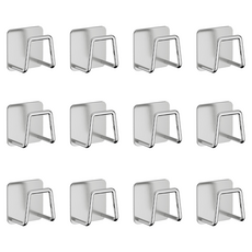 Khohimo 黏貼式不鏽鋼多用途砧板鍋蓋菜瓜布架 4W530, 銀色, 12個