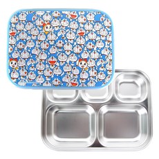aizoum 幼兒用哆啦A夢不鏽鋼餐盤便當, 餐盤 + 蓋子, 1個, 混色