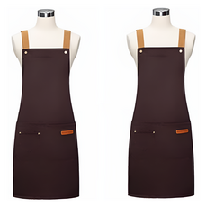 居家生活 防水咖啡廳美術用長度可調圍裙 2入, 棕色