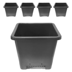 Eco Square 方形塑膠花盆, 黑色, 5個
