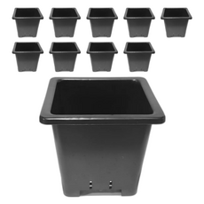 Eco Square 方形塑膠花盆, 黑色, 10個