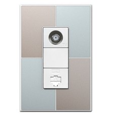 TILINS Gallery CATV 2埠 RJ45 1孔 通信配線器具 米色薄荷 + 白色, 1個