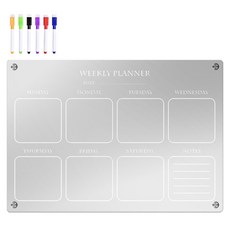 투코비 투명 냉장고 현관 다용도 붙이는 자석보드 위클리플랜 + 마카펜 세트, 아크릴