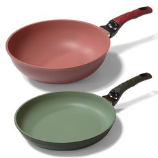 Kitchen-Art 電磁爐用巨無霸平底鍋2件組, 1套, 炒鍋 28cm + 平底鍋 26cm, 混色