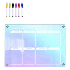 TUCO.B 彩虹冰箱玄關多用途黏貼式磁鐵板 A4 週計畫 + 白板筆套組, 壓克力