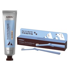 쿤달 펫칫솔 + 펫치약 우유식빵향 60g 세트, 1세트