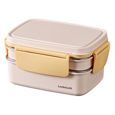 LocknLock 樂扣樂扣 不鏽鋼2層便當盒 1.6L, 黃色, 1個