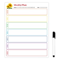 TLC 可輕鬆黏貼的向日葵行程冰箱備忘板 + 馬克筆組, 橡膠磁鐵