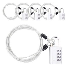 TravelCube 多功能安全鋼纜線 1m + 4位撥號安全鎖套組 銀色, 5套