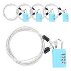 TravelCube TCUBE多功能安全線+4轉盤安全鎖組 2.5M 藍色, 5組