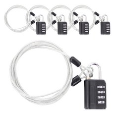 TravelCube 多功能安全纜線 1m + 4位密碼安全鎖組 黑色, 5套