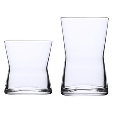 프렌치마르스 잘록라인 심플 홈카페 유리컵 2종 세트 MMM2280, 투명, 1세트