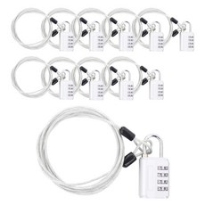 TravelCube 多功能安全纜線 2.5m + 4位轉盤安全鎖套組 銀色, 10套