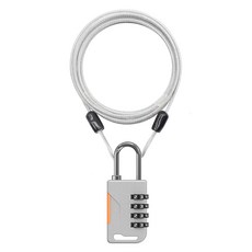 Travel Cube 不鏽鋼塗層鋼纜 2.5m + Shiny 4位密碼安全鎖套組 灰色, 1個