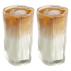 비정형 플리츠 강화유리컵 290ml, 클리어, 2개