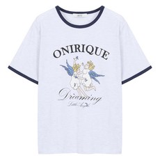 에이비에프지 여성용 엔젤 배색 프린트 반팔 티셔츠 AFZ5MK39