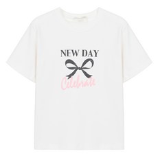 에이비에프지 여성용 리본 프린트 반팔 티셔츠 AFY2QK31 (24SS백화점 정상)