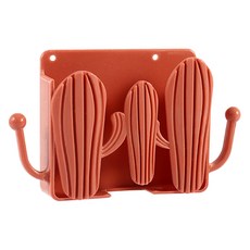 선인장 충전기 케이블 벽걸이 정리, 와인레드, 1개