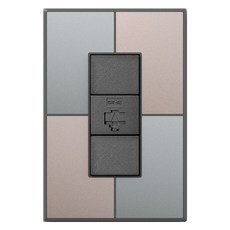 TILINS RJ45 1孔 通訊配線器具 綠米色 + 深灰色, 1個