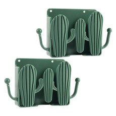 선인장 충전기 케이블 벽걸이 정리, 그린, 2개