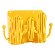 선인장 충전기 케이블 벽걸이 정리, 옐로우, 1개