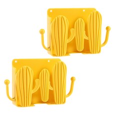 선인장 충전기 케이블 벽걸이 정리, 옐로우, 2개