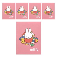 iiGEN 미피 미니 양장 노트 80매, 레드, 5개