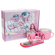 Secret Jouju 星星寶石餐具組 PR068, 雙耳泡麵碗+杯子+湯匙+輔助筷+收納袋, 1組, 混色