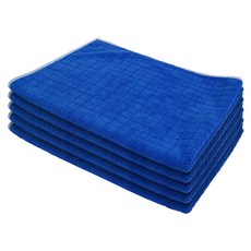 World Clean 高磅數棋盤格超細纖維抹布, 5個, 藍色