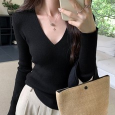 ViVEMO 女款 Driang 修身羅紋 V領針織 T恤 10077