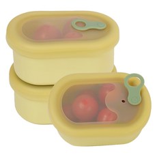 파미레 실리콘 반투명 스팀홀 타원 용기 라임, 3개, 200ml