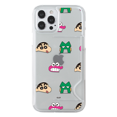 코쿼드 짱구 페이스패턴 반투명 카드 슬림 휴대폰 케이스