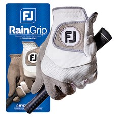 FootJoy 女士用 New Raingrip 高爾夫手套 雙手用, 白色 + 灰色, 1個
