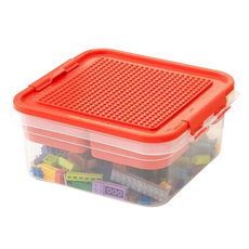 수난일 장난감 퍼즐보관함 2단 수납, 레드, 1개