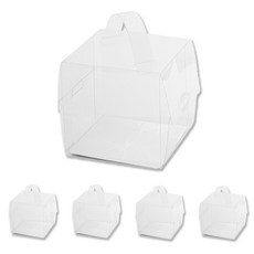 아이엔피 손잡이 투명 케익상자 + 받침 세트 중 15 x 15 x 13 cm, 화이트, 5세트