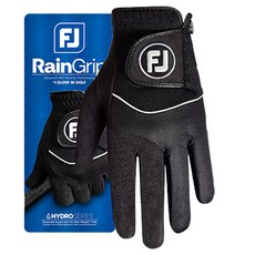 FootJoy 男性用 New RainGrip 高爾夫手套 左手用, 黑色, 1個