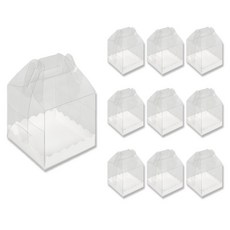 INP 手提透明前開式烘焙盒 + 底座套組 小 13 x 13 x 18 cm, 10套, 白色