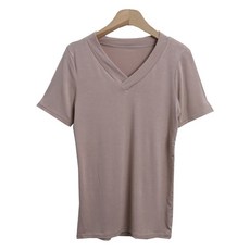 라라온 여성용 무지 브이넥 반팔 티셔츠 TSP2097