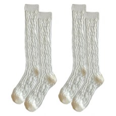 소니오 여성용 화이트 시스루 니삭스 2족 세트