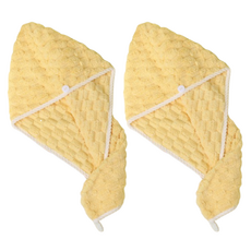 Gguji 強效吸水髮巾 25 x 65 cm, 2個, 黃色