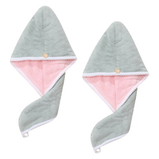 Gooji雙層吸水髮巾 28*65cm, 2個, 綠色